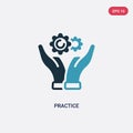 Two color practice vector icon from productivity concept. isolated blue practice vector sign symbol can be use for web, mobile and