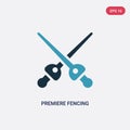 Two color premiere fencing vector icon from signs concept. isolated blue premiere fencing vector sign symbol can be use for web,