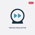 Two color previous track button vector icon from music concept. isolated blue previous track button vector sign symbol can be use Royalty Free Stock Photo