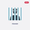 Two color prisioner vector icon from law and justice concept. isolated blue prisioner vector sign symbol can be use for web,