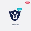 Two color profiling vector icon from gdpr concept. isolated blue profiling vector sign symbol can be use for web, mobile and logo