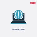 Two color program error vector icon from programming concept. isolated blue program error vector sign symbol can be use for web, Royalty Free Stock Photo