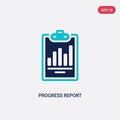 Two color progress report vector icon from business concept. isolated blue progress report vector sign symbol can be use for web,