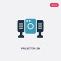 Two color projector len vector icon from multimedia concept. isolated blue projector len vector sign symbol can be use for web, Royalty Free Stock Photo