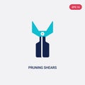 Two color pruning shears vector icon from gardening concept. isolated blue pruning shears vector sign symbol can be use for web,