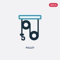 Two color pulley vector icon from science concept. isolated blue pulley vector sign symbol can be use for web, mobile and logo. Royalty Free Stock Photo