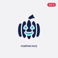 Two color pumpkin face vector icon from halloween concept. isolated blue pumpkin face vector sign symbol can be use for web, Royalty Free Stock Photo