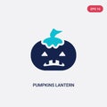 Two color pumpkins lantern vector icon from halloween concept. isolated blue pumpkins lantern vector sign symbol can be use for Royalty Free Stock Photo