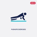 Two color pushups exercises vector icon from gym and fitness concept. isolated blue pushups exercises vector sign symbol can be