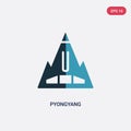 Two color pyongyang vector icon from monuments concept. isolated blue pyongyang vector sign symbol can be use for web, mobile and