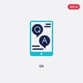 Two color qa vector icon from e-learning and education concept. isolated blue qa vector sign symbol can be use for web, mobile and