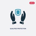 Two color qualified protection vector icon from law and justice concept. isolated blue qualified protection vector sign symbol can