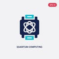 Two color quantum computing vector icon from artificial intellegence concept. isolated blue quantum computing vector sign symbol