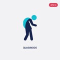 Two color quasimodo vector icon from literature concept. isolated blue quasimodo vector sign symbol can be use for web, mobile and