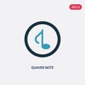 Two color quaver note vector icon from music concept. isolated blue quaver note vector sign symbol can be use for web, mobile and