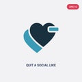 Two color quit a social like vector icon from social concept. isolated blue quit a social like vector sign symbol can be use for