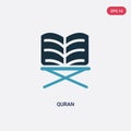 Two color quran vector icon from religion concept. isolated blue quran vector sign symbol can be use for web, mobile and logo. eps Royalty Free Stock Photo