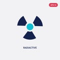 Two color radiactive vector icon from chemistry concept. isolated blue radiactive vector sign symbol can be use for web, mobile