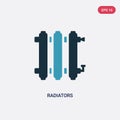 Two color radiators vector icon from shapes concept. isolated blue radiators vector sign symbol can be use for web, mobile and