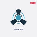 Two color radioactive vector icon from signs concept. isolated blue radioactive vector sign symbol can be use for web, mobile and