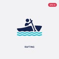 Two color rafting vector icon from camping concept. isolated blue rafting vector sign symbol can be use for web, mobile and logo. Royalty Free Stock Photo