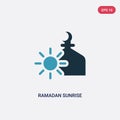 Two color ramadan sunrise vector icon from religion-2 concept. isolated blue ramadan sunrise vector sign symbol can be use for web