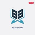 Two color reading quran vector icon from religion concept. isolated blue reading quran vector sign symbol can be use for web, Royalty Free Stock Photo
