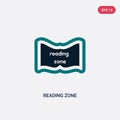 Two color reading zone vector icon from maps and flags concept. isolated blue reading zone vector sign symbol can be use for web, Royalty Free Stock Photo