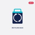 Two color recycling bags vector icon from ecology and environment concept. isolated blue recycling bags vector sign symbol can be Royalty Free Stock Photo