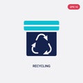 Two color recycling vector icon from ecology concept. isolated blue recycling vector sign symbol can be use for web, mobile and Royalty Free Stock Photo