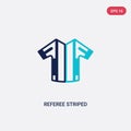 Two color referee striped sportive t shirt vector icon from american football concept. isolated blue referee striped sportive t