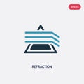 Two color refraction vector icon from science concept. isolated blue refraction vector sign symbol can be use for web, mobile and