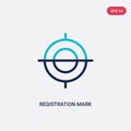 Two color registration mark vector icon from edit tools concept. isolated blue registration mark vector sign symbol can be use for