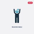 Two color relieved smile vector icon from people concept. isolated blue relieved smile vector sign symbol can be use for web,