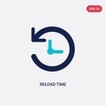 Two color reload time vector icon from arrows concept. isolated blue reload time vector sign symbol can be use for web, mobile and