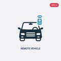 Two color remote vehicle vector icon from smart home concept. isolated blue remote vehicle vector sign symbol can be use for web, Royalty Free Stock Photo