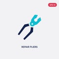 Two color repair pliers vector icon from tools concept. isolated blue repair pliers vector sign symbol can be use for web, mobile