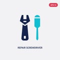 Two color repair screwdriver vector icon from tools concept. isolated blue repair screwdriver vector sign symbol can be use for