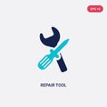 Two color repair tool vector icon from edit tools concept. isolated blue repair tool vector sign symbol can be use for web, mobile