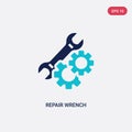 Two color repair wrench vector icon from tools concept. isolated blue repair wrench vector sign symbol can be use for web, mobile