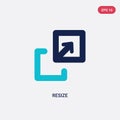 Two color resize vector icon from arrows concept. isolated blue resize vector sign symbol can be use for web, mobile and logo. eps