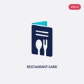 Two color restaurant card vector icon from commerce concept. isolated blue restaurant card vector sign symbol can be use for web,