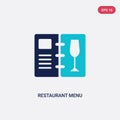 Two color restaurant menu vector icon from food concept. isolated blue restaurant menu vector sign symbol can be use for web,