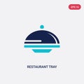 Two color restaurant tray vector icon from hotel and restaurant concept. isolated blue restaurant tray vector sign symbol can be