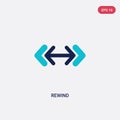 Two color rewind vector icon from arrows 2 concept. isolated blue rewind vector sign symbol can be use for web, mobile and logo. Royalty Free Stock Photo