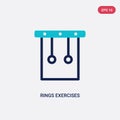 Two color rings exercises vector icon from gym and fitness concept. isolated blue rings exercises vector sign symbol can be use