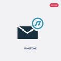 Two color ringtone vector icon from message concept. isolated blue ringtone vector sign symbol can be use for web, mobile and logo