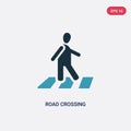 Two color road crossing vector icon from people concept. isolated blue road crossing vector sign symbol can be use for web, mobile Royalty Free Stock Photo