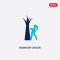 Two color robinson crusoe vector icon from literature concept. isolated blue robinson crusoe vector sign symbol can be use for web