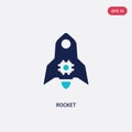 Two color rocket vector icon from artificial intelligence concept. isolated blue rocket vector sign symbol can be use for web,